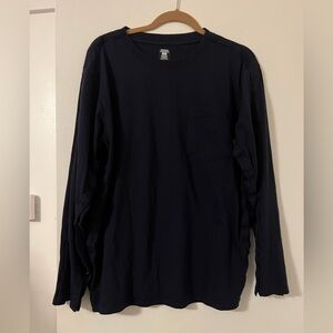 Women’s post surgery long sleeve shirt full snaps all around size L navy (N111)